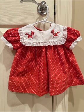 Petit Jouet vintage Horse Smocked Baby Dress